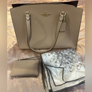 Coach Tatem Carryall 40- C4077 Purse, Wristlet, and Coach Scarf
